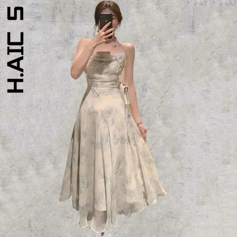 

H.Aic S Women New Dress Soft Strap Sexy Design High Wasit Vintage Casual Dress Stylish Sexy Club Girl Clothing Female Vestidos