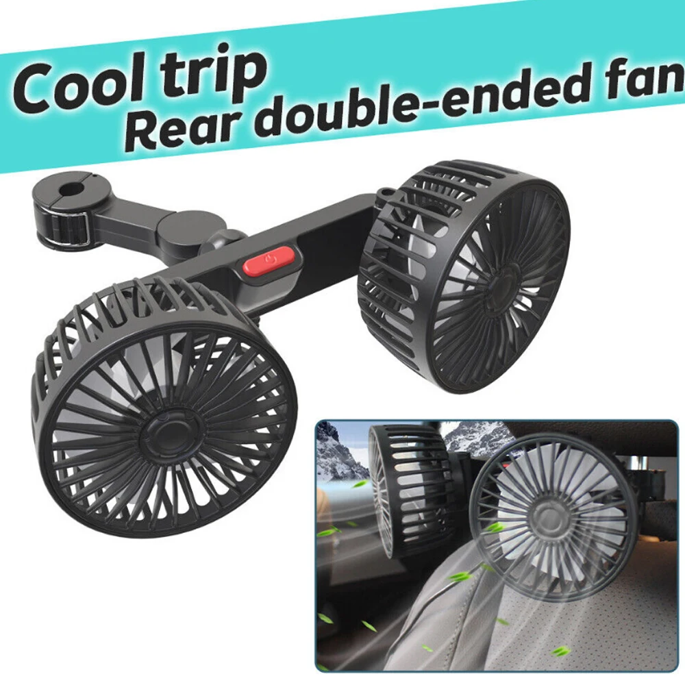 

Car Seat Back Cooling Fan USB Charge Dual Head Fan 360 Degree Rotation Auto Headrest Ventilation Fan Neck Cooler