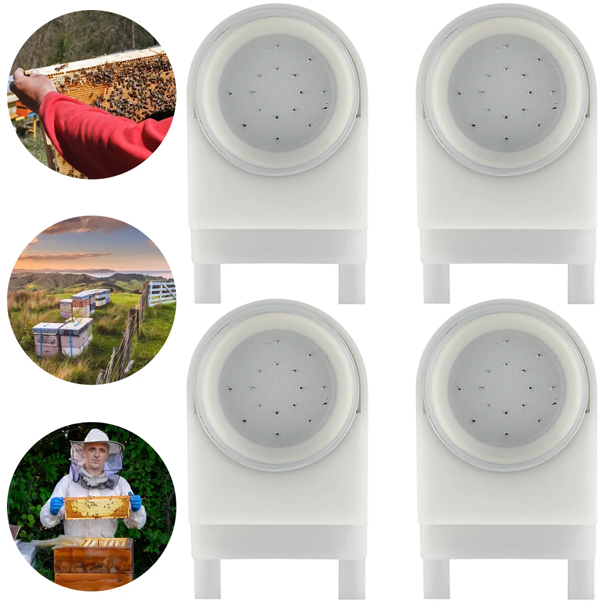 

4Pcs Bee Feeder Beehives Entrance Feeder Reusable Plastic Honey Bee Feeders Detachable Bee Box Door Entrance Water Sugar Feeder