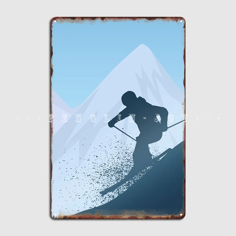 

Skiing Poster Metal Plaque Wall Cave Party Custom Plaques Tin Sign Posters