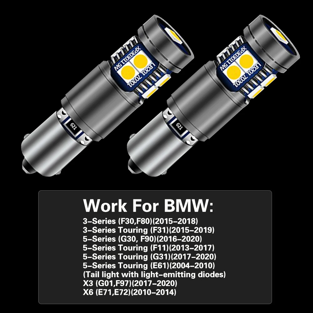 

2pcs LED Backup Light Blub Reverse Lamp H21W BAY9S 64136 Canbus For BMW F30 F80 F31 G30 F90 F11 G31 E61 X3 G01 F97 X6 E71 E72