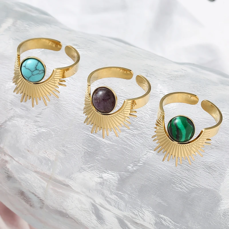 

Diamonds Crowns Bohemian Rings For Women Teen Girls Classic Geometric Finger Rings Stainless Steel Open Adjustable Ring Jewelry