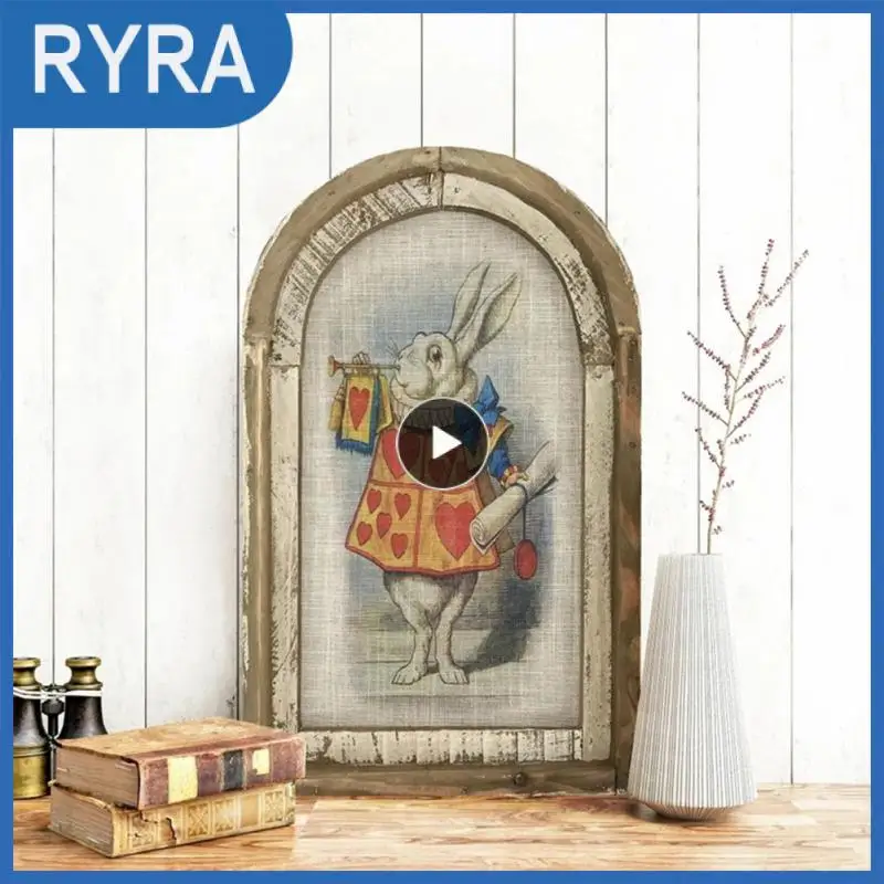 

Rabbit Print Farmhouse Decoration Arch Design Rabbit Wall Art Hanging Painting Home Decoration Easter Day Decoration Wooden Sign