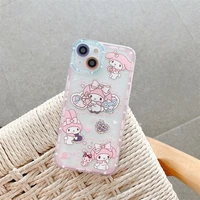 sanrio kuromi my melody clear soft phone cases for iphone 13 12 11 pro max xr xs max 8 x 7 se 2020 y2k girl shockproof cover