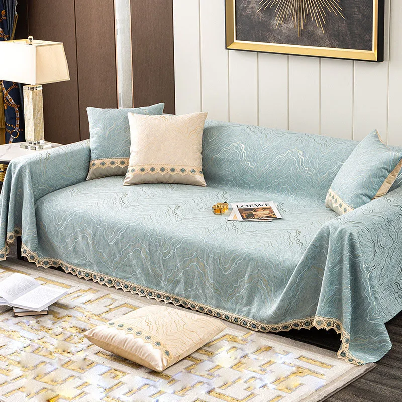 

Striped Chenille Lace 3 Seat Sofa Cover Luxury Sofa Cover For Living Room Recliner Towel Furniture Protector