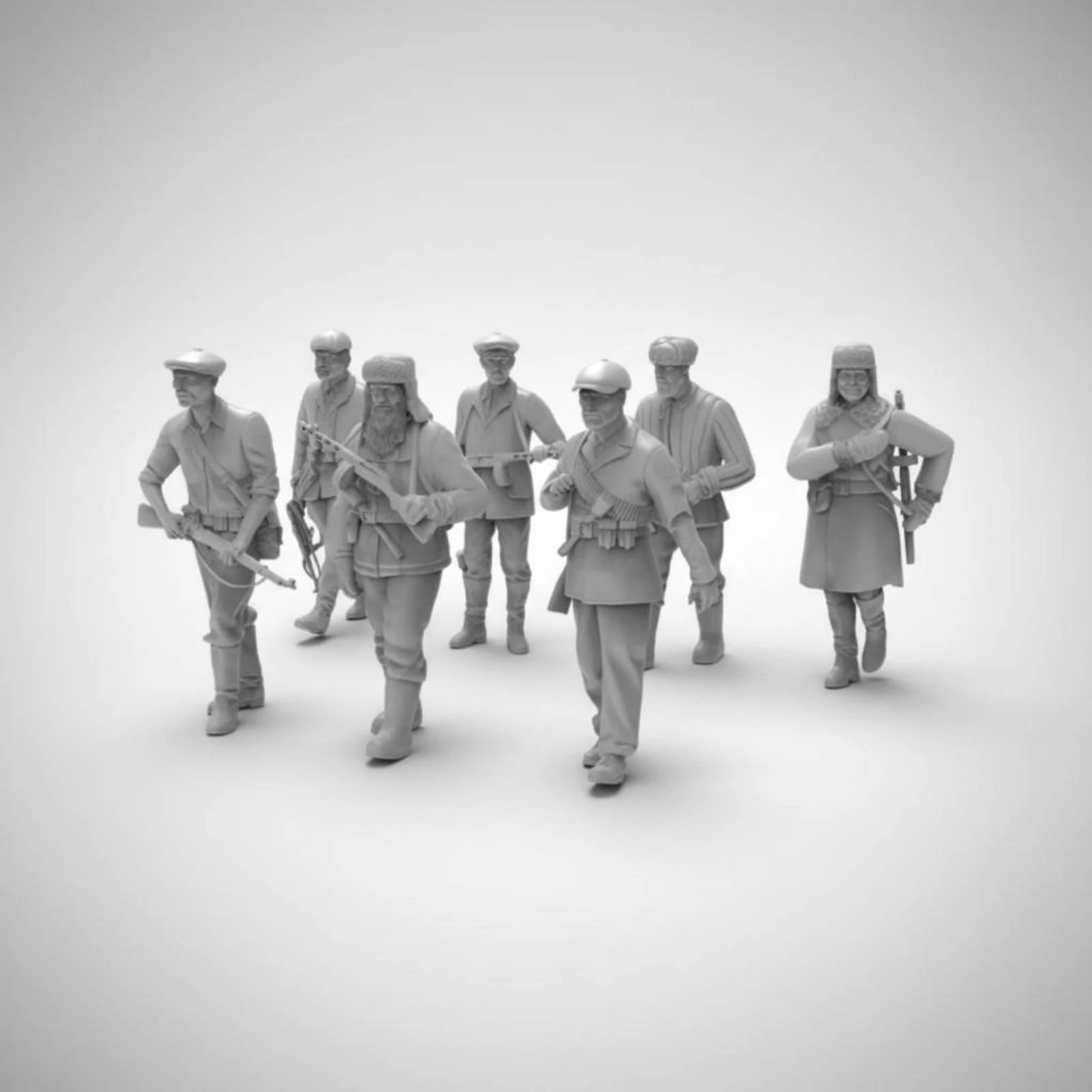 Фото Набор из 7 фигурок солдат Второй мировой войны, 3D-печатные модели из смолы, неокрашенные, цельные, коллекционные игрушки №4