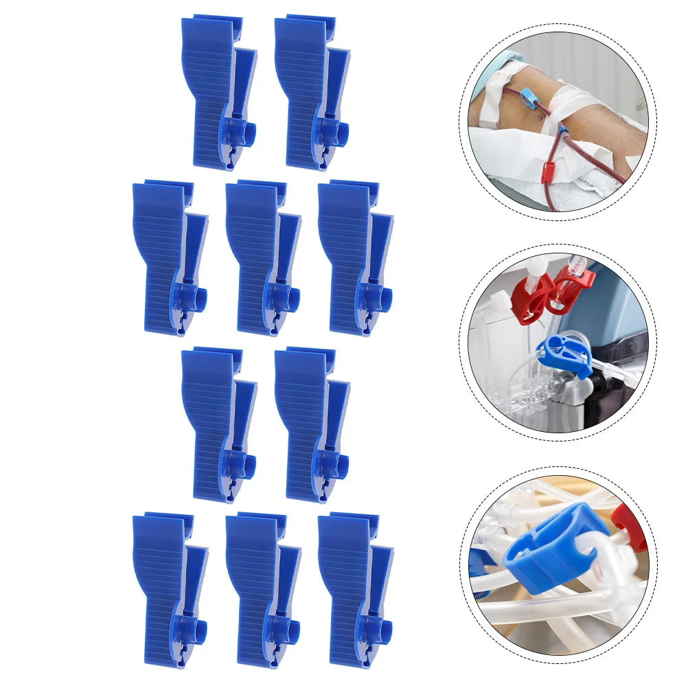 10 Pcs Peritoneal Clip Pipe Tool Control Clip Enema Pinch Clamp Dialysis Clamp Blue Tubing Clip Universal Tool