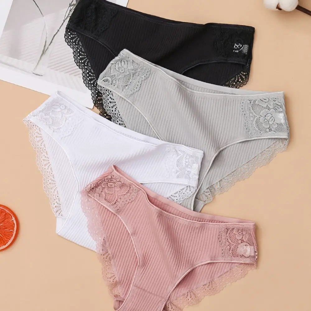 

Breathable Women Girl Low Waist Shorts Women Panties Lingerie Striped Briefs Cotton Underwear