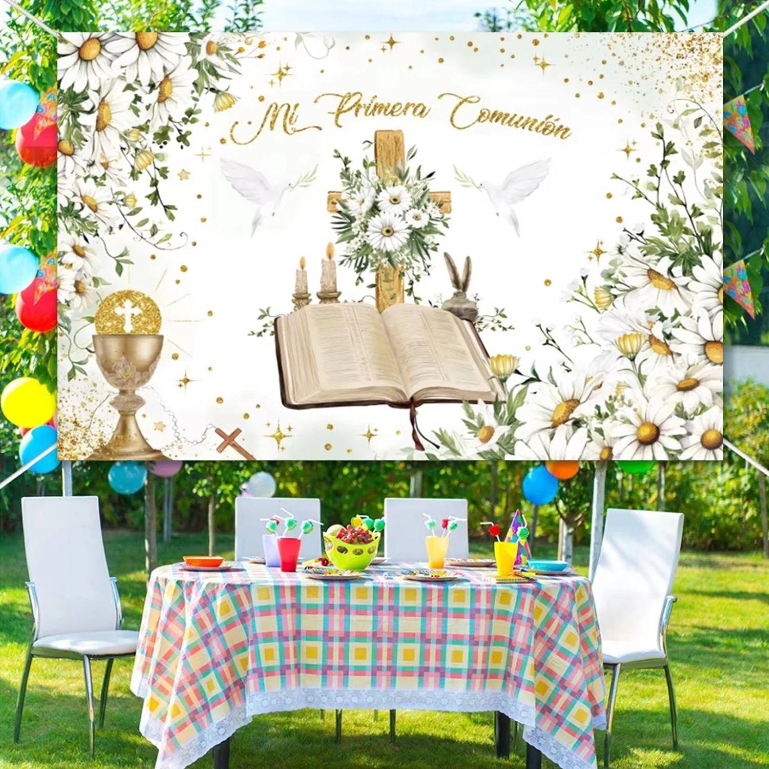 Тематический фон для первого причастия девочек и мальчиков украшение вечеринки