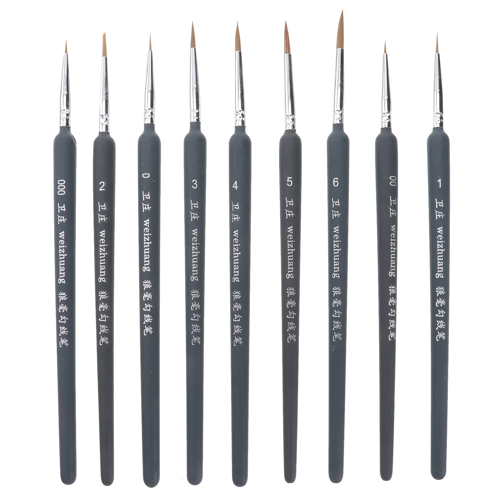 

9pcs Detail Paint Brush Different Sizes Wood Handle Durbale Watercolor Wolf Hair Detailing Drawing Brushes Pens