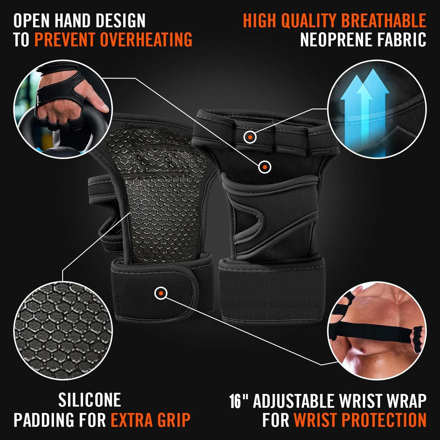 1 Пара Перчаток Для Тяжелой Атлетики С Поддержкой Запястья Полная Защита Рук