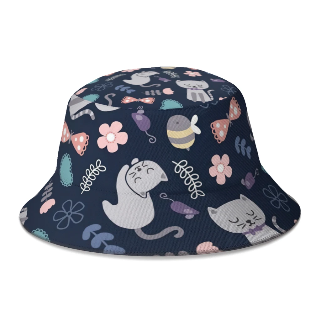 

Winter Retro Cute Cat Bucket Hat for Boy Girl Streetwear Animals Cats Fisherman Hats Outdoor Boonie Hat
