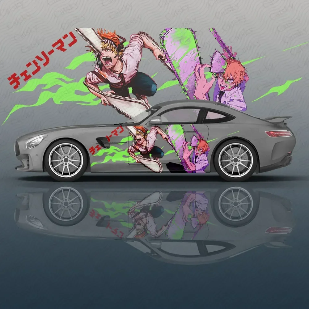 Denji аниме бензопила человек наклейка на кузов автомобиля Itasha виниловая боковая