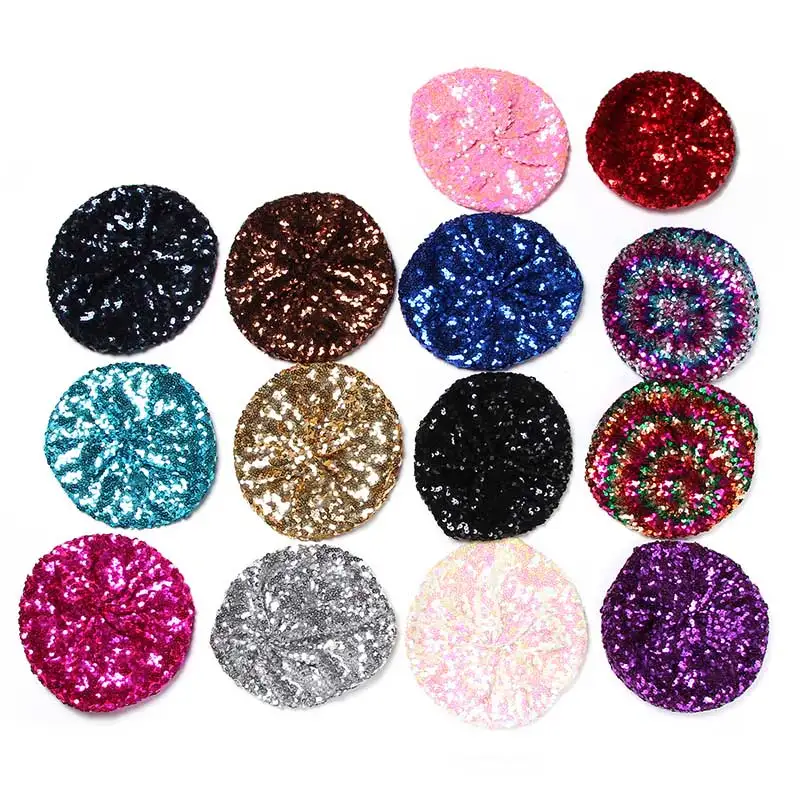 

Polyester Woman Accessories Sequin Cap European Style Beret Fashion Hats 1Pcs 19*15CM Stage Hat
