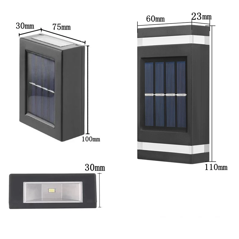 Светодиодный уличный светильник на солнечной батарее настенный для забора IP65