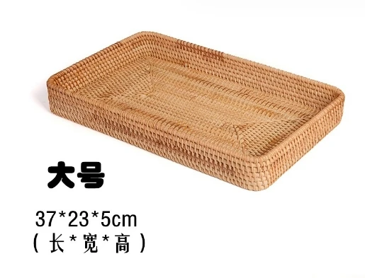 

Craft Autumn Cane Snack Basket Drawer Knitting Tray Basket Tabletop Fruit Basket Key Tray