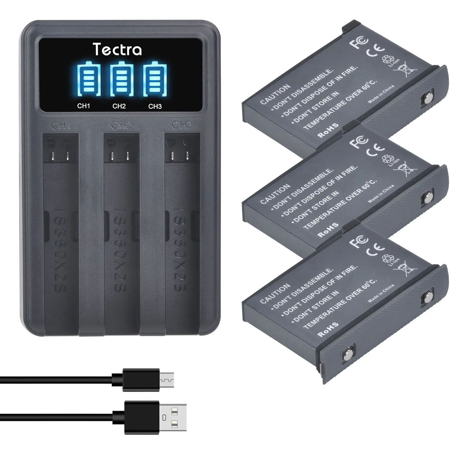 

Аккумулятор для Insta360 ONE X2, перезаряжаемый литий-ионный аккумулятор + светодиодное зарядное устройство с 3 слотами и портом Type-C для панорамно...