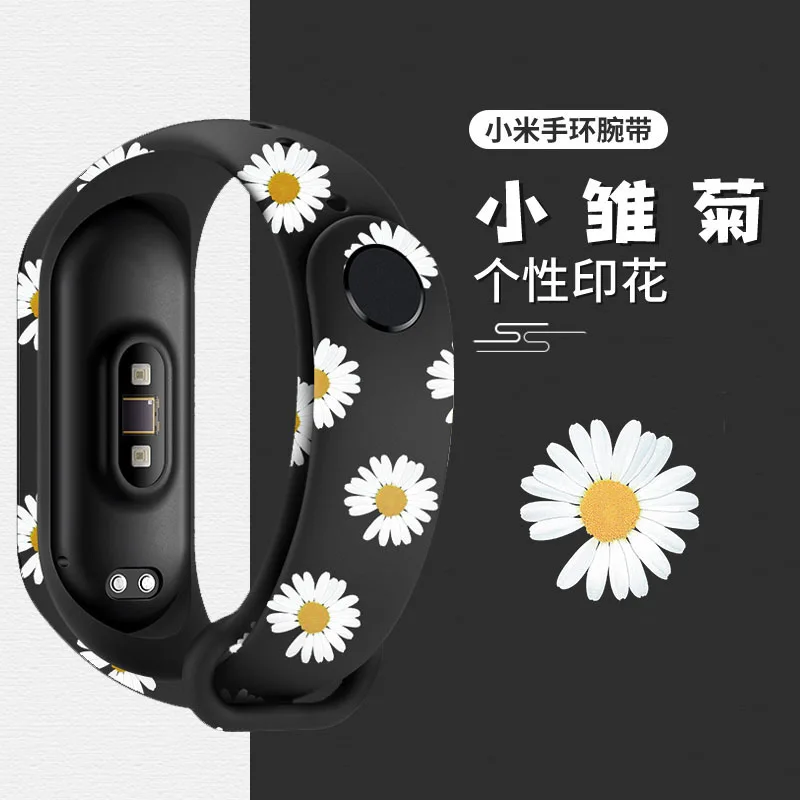 For Mi Band 7 6 5 4 3 Strap Silicone Printing Cartoon Blet Pattern Watch Band Bracelet Smart Sports Fitness Wrist Xiao MI band 6