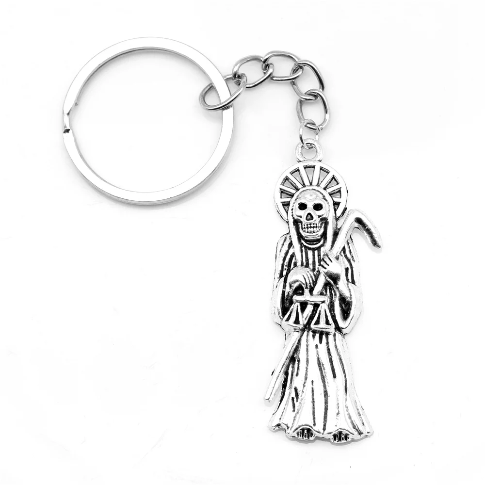 

1pcs Antique Silver Color 18x51mm Skull Grim Reaper Keychain Handmade Jewerly Diy