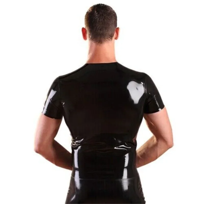 Модный латексный унисекс красный топ с короткими рукавами резина 0 4 мм размер