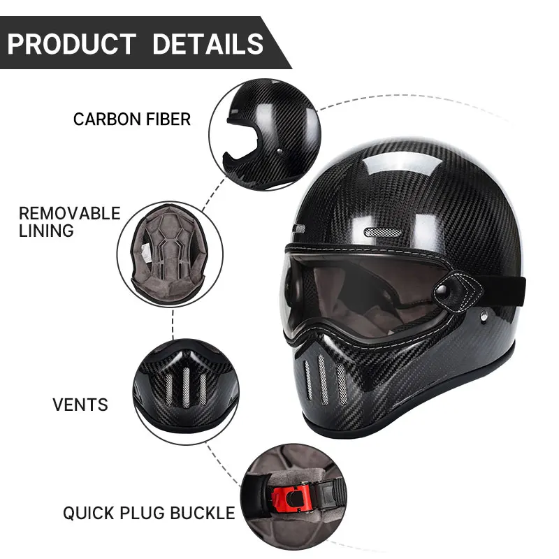 Мотоциклетный шлем Kaese полностью закрытый из углеродного волокна 12K с