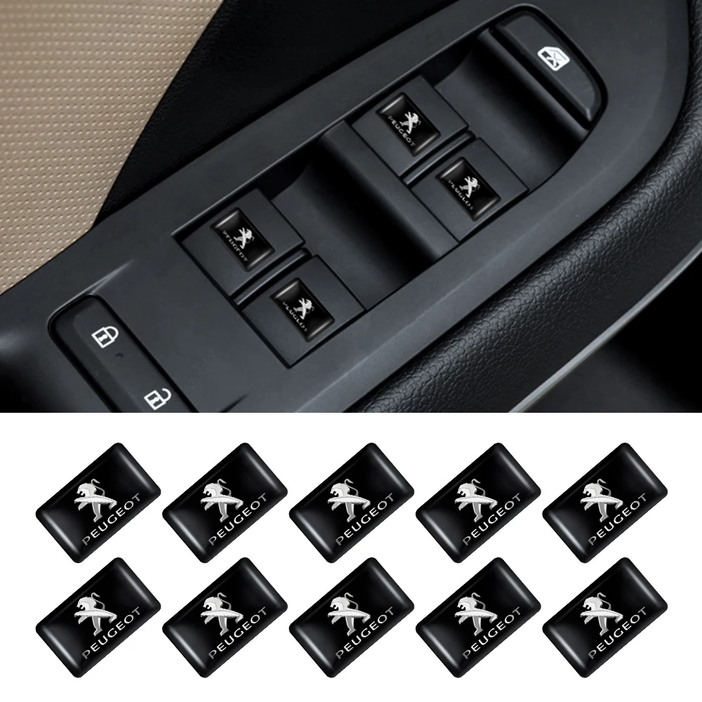 

10pcs 3D Epoxy Car Interior Decoration Sticker Auto Styling for Peugeot 206 307 208 308 207 3008 407 2008 508 3008 5008 107 4008