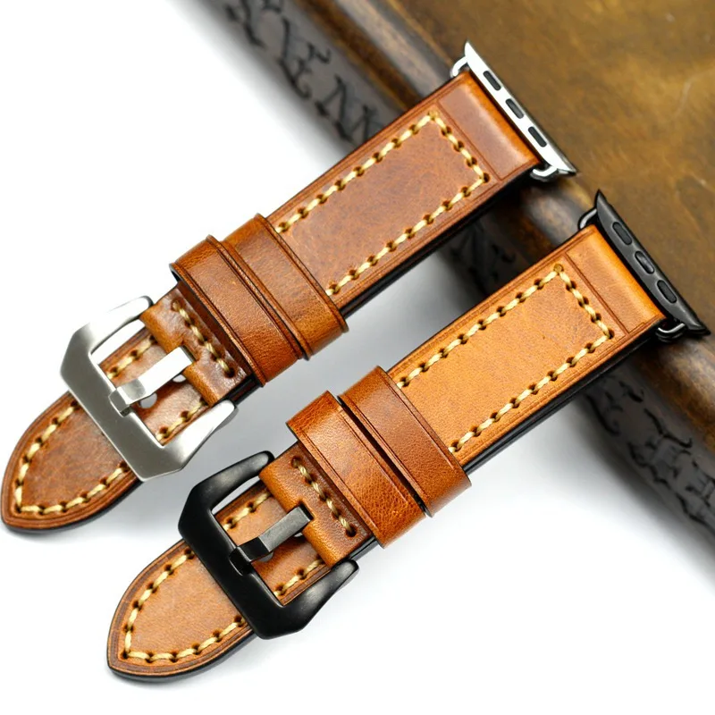 Strap for Apple watch band 45mm 41mm 44mm 40mm High quality Genuine leather correa bracelet 42mm 38mm Aple iwatch 7 6 5 4 3 SE
