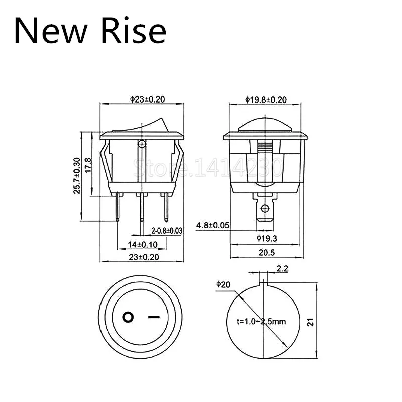 Комплект Круглых клавишных переключателей 2 шт. 23 мм контакта 3 4 6 контактов 10 А/125