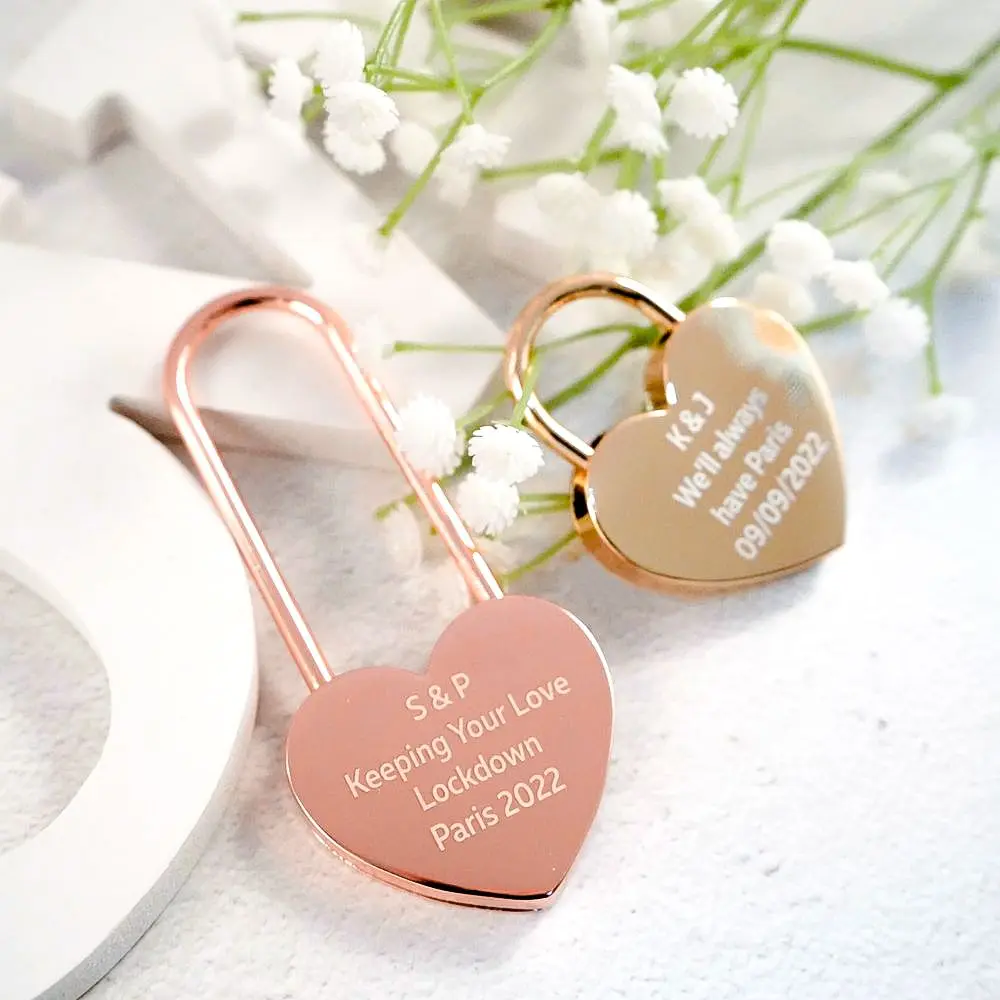 

Personalized Metal Heart Shaped Padlock Rose Gold Heart-Shaped Love Lock With Key Engagement Wedding Valentine's Day Gift