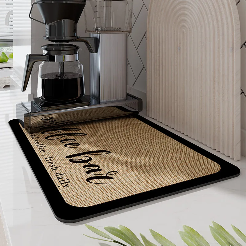 

Super Absorbent Coffee Dish Large Kitchen Absorbent Draining Mat Drying Mat Quick Dry Bathroom Drain Pad Kitchen Faucet Placemat