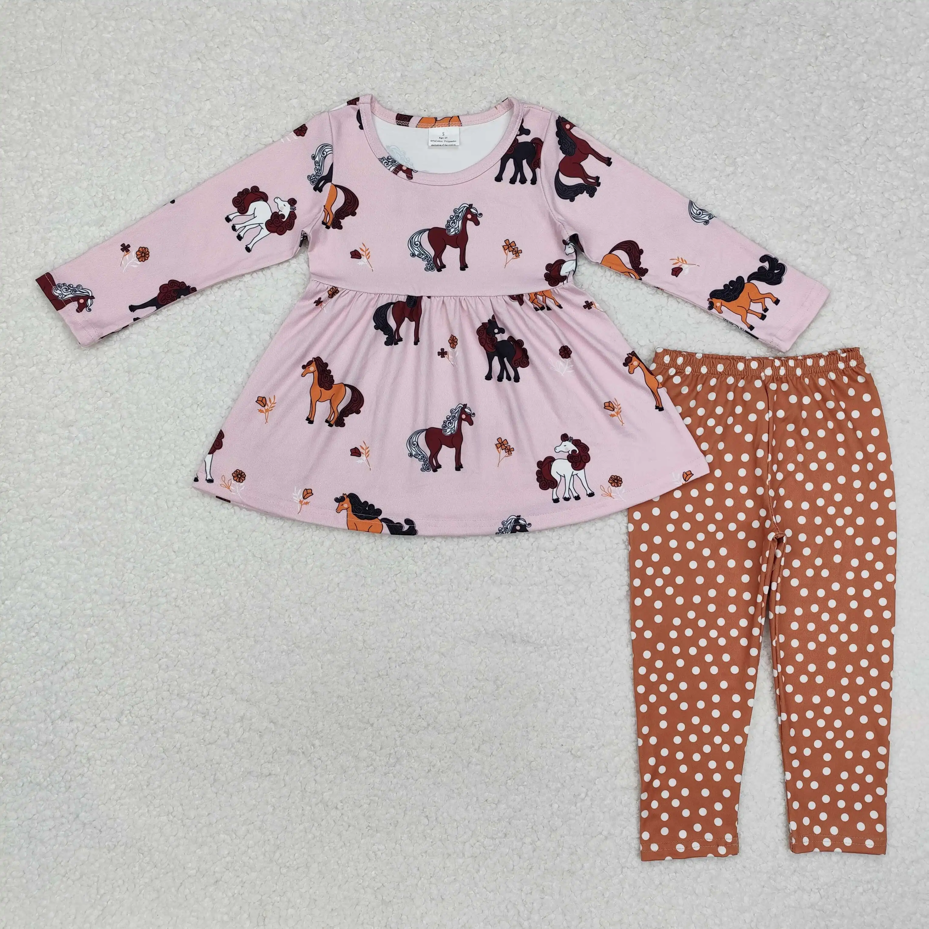 GLP2072 Детские осенние комплекты одежды для девочек розовые с длинными рукавами и в