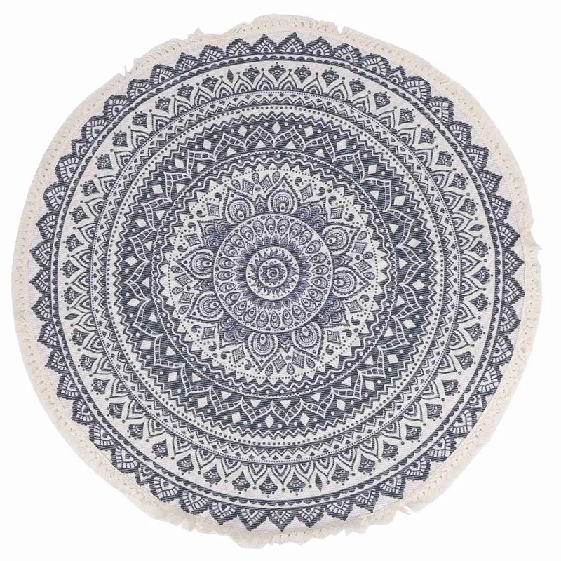 

Круглые хлопковые коврики в богемном стиле, моющиеся Нескользящие напольные коврики для гостиной, ванной, спальни, 90 см
