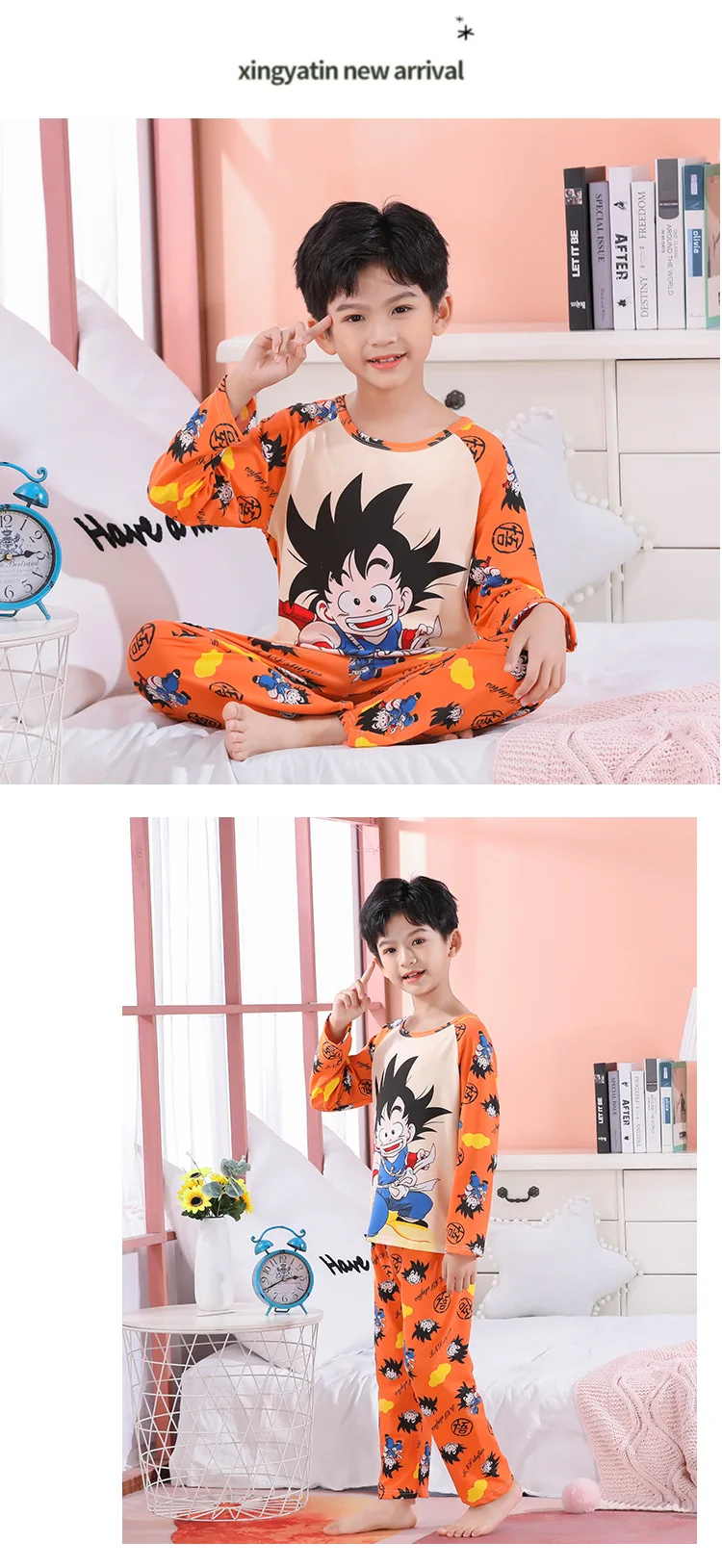 Детская Пижама с аниме Драконий жемчуг для мальчиков костюм на весну и осень