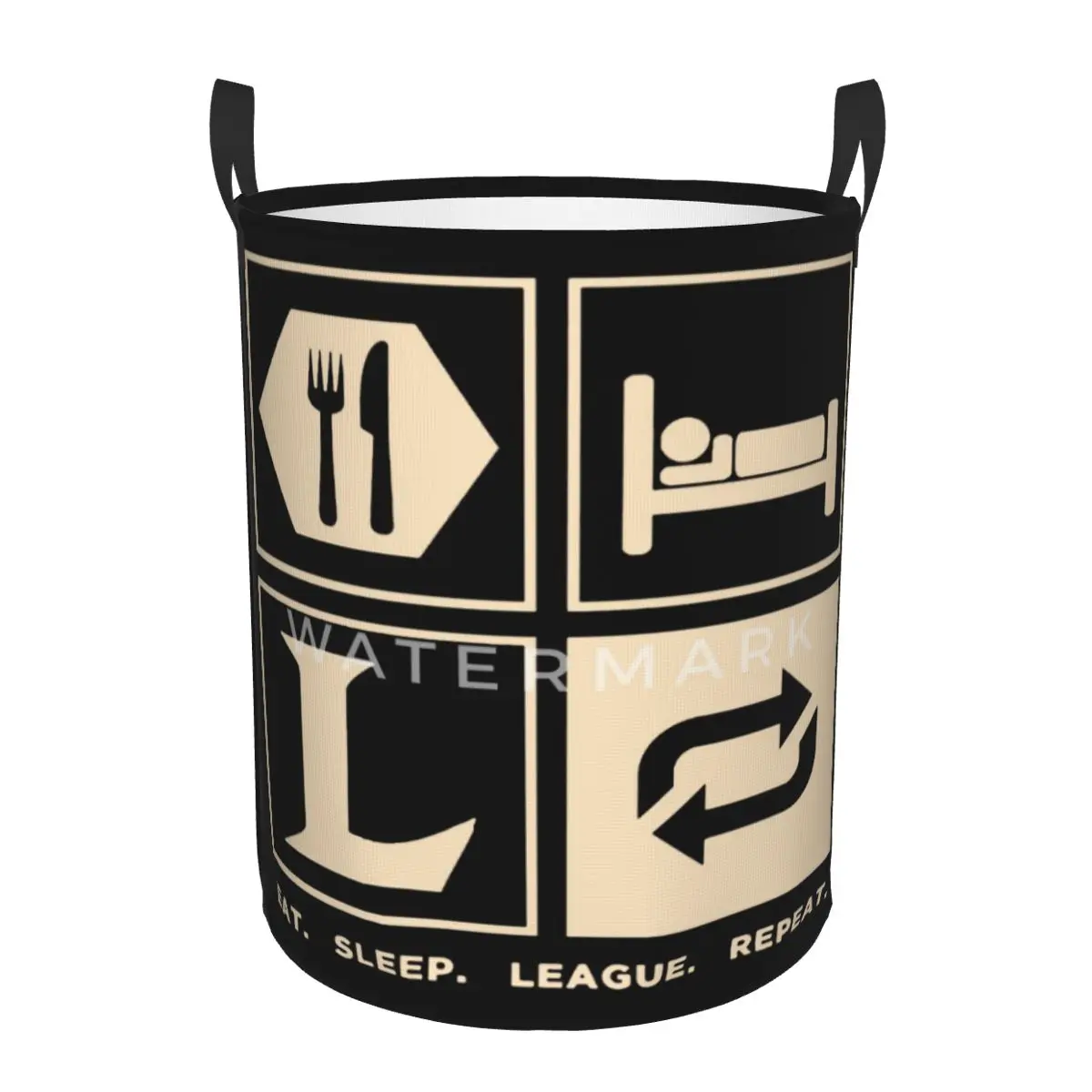 

League Of Legends Eat Sleep League Repeat Circular hamper,Storage Basket With Two handles bathrooms toys