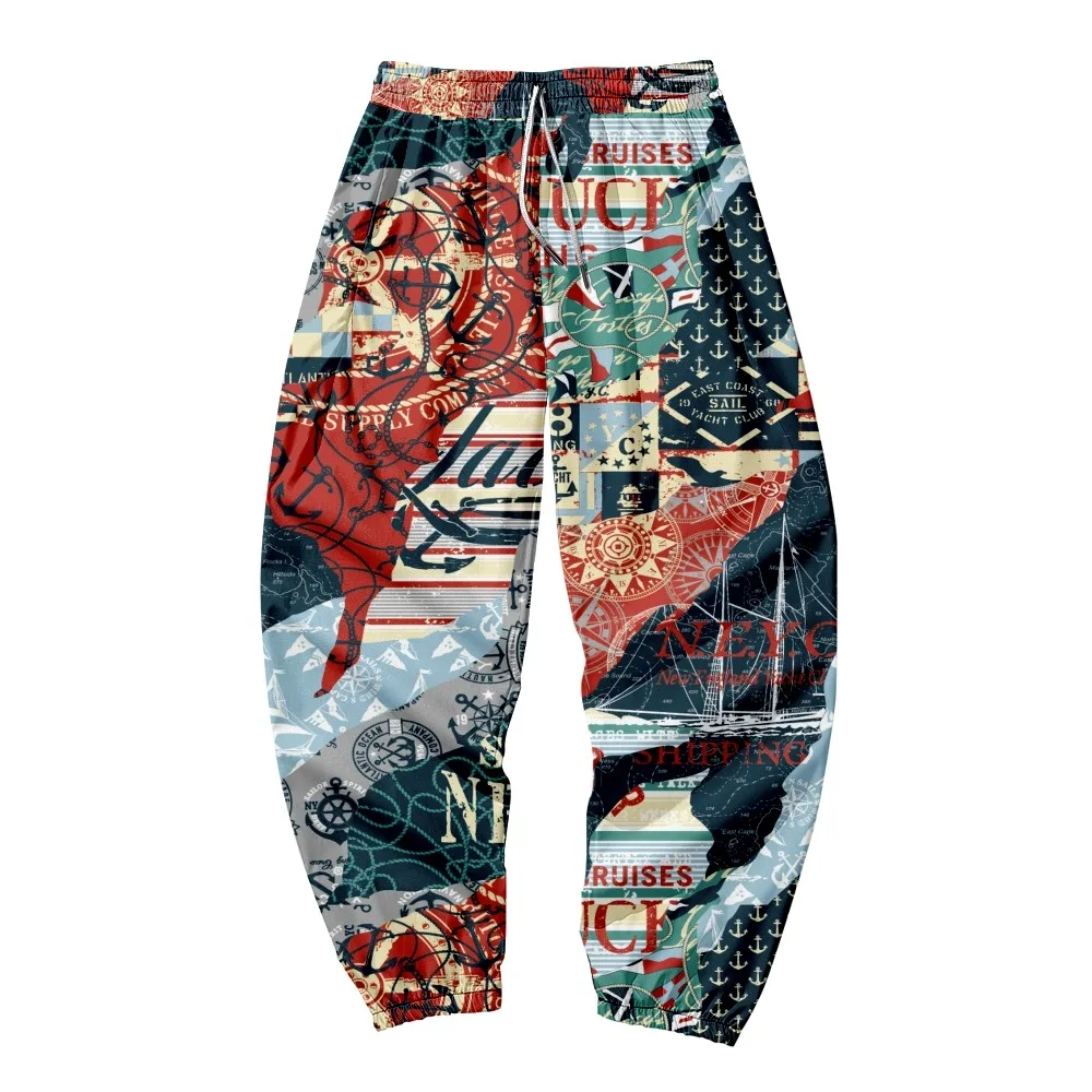 

Парные летние брюки-карго в стиле пэчворк с этническим принтом, уличная одежда, пляжные Гавайские уличные шаровары с ремешками