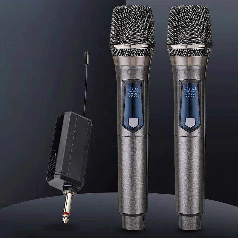 

Wireless Microphone 2 Channel UHF Professional Handheld Microphone Microphone for Party Cabaret Church Performance Conference