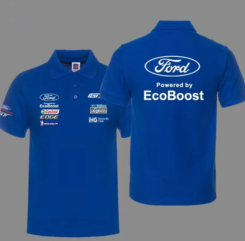 

NEW High Quality Men Solid color short sleeve FORD car Logo Printing Summer Men's tops Pure cotton Casual