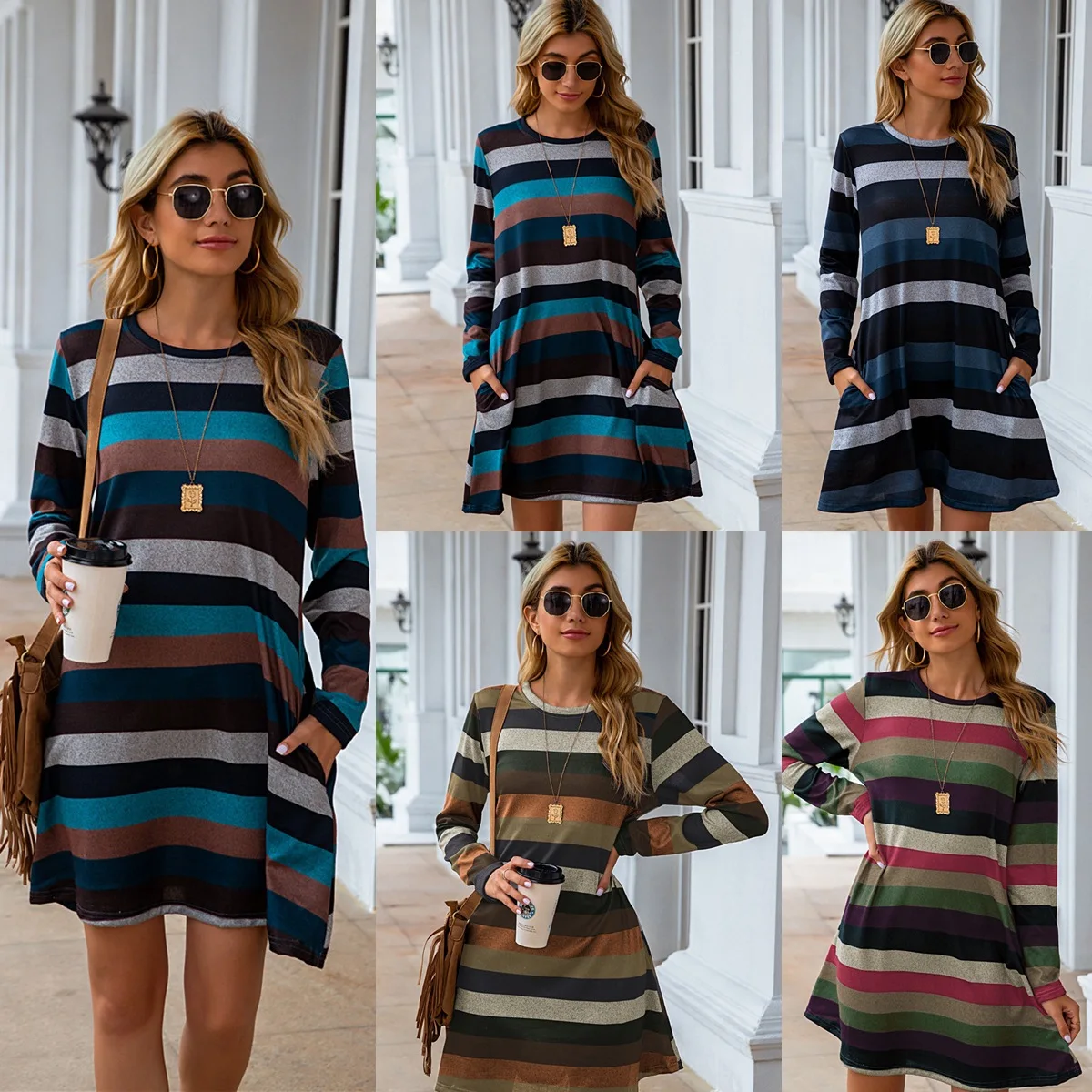 

Lady Short Sleeve Dress Summer New Lovely Cotton Stripe Women Nightdress Female Loose Casual Homedress Sleepdress