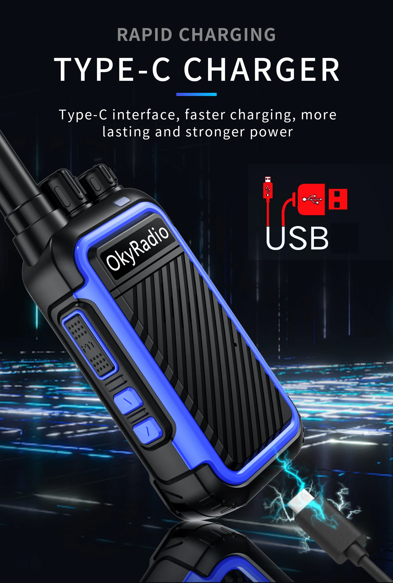 4800mah okyradio 5w portable waterproof c type interface walkie talkie 6km call distance suitable for outdoor self driving tours free global shipping