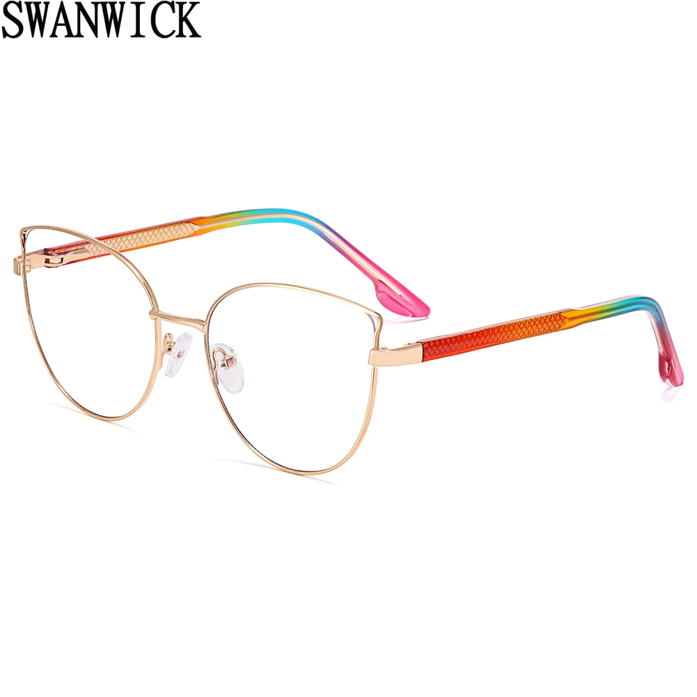 

Очки Swanwick женские с защитой от сисветильник, Модные оптические аксессуары в оправе из ацетата с прозрачными линзами, кошачий глаз, с леопард...