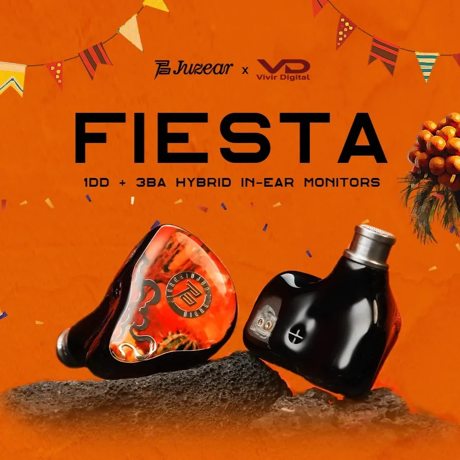 Фото Гибридные внутриканальные мониторы JUZEAR x Vivir Digital FIESTA 1DD + 3BA с кабелем для наушников с разъемами 3,5+4,4 мм №2