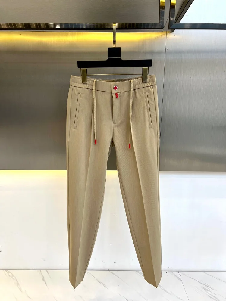 Фото Kiton 25, летние новые мужские однотонные прямые брюки Chiton, однотонные простые модные универсальные повседневные брюки, брюки №2