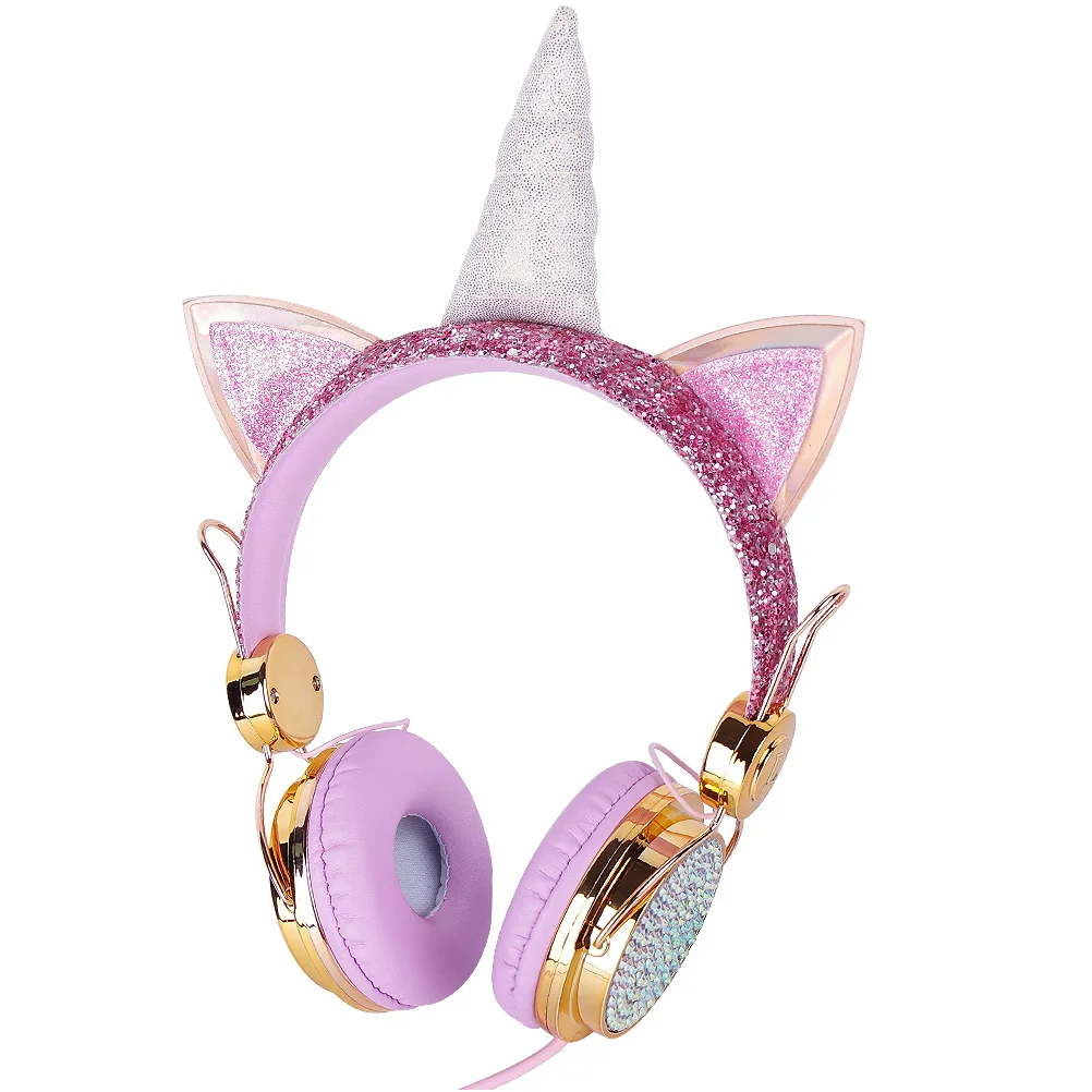 

Children Headphones with Microphone Rhinestone Shape Wired Headset
