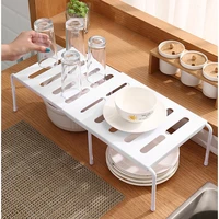 Kitchen Retractable Plastic Storage Rack Floor Seasoning Tableware Storage Rack Space Saving Cabinet Layered Organizer Shelves