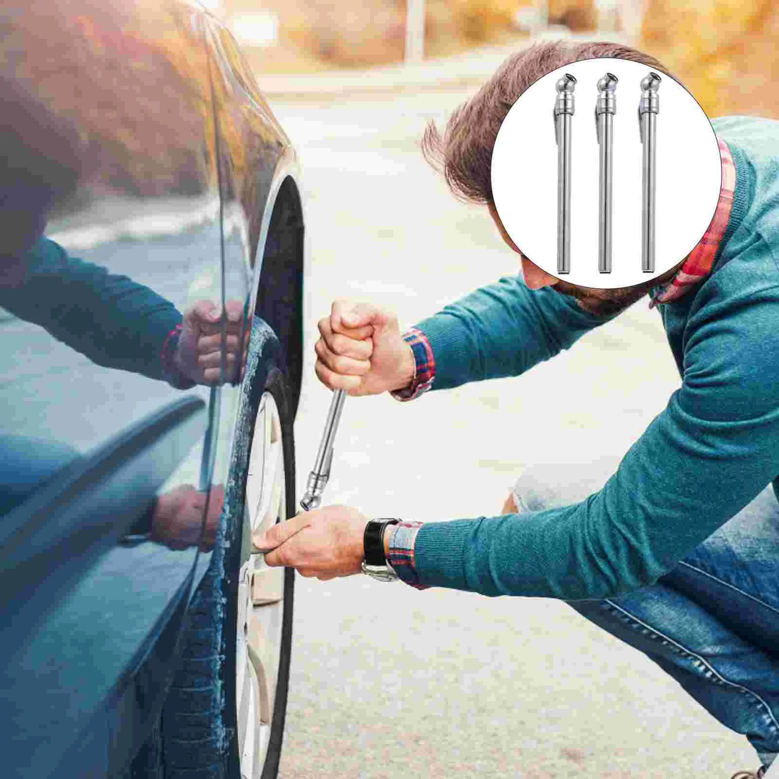 

3pcs Practical Tire Pressure Gauge Tire Air Pressure Stainless Stem Single Chuck Tire Pressure Gauge 100 Psi