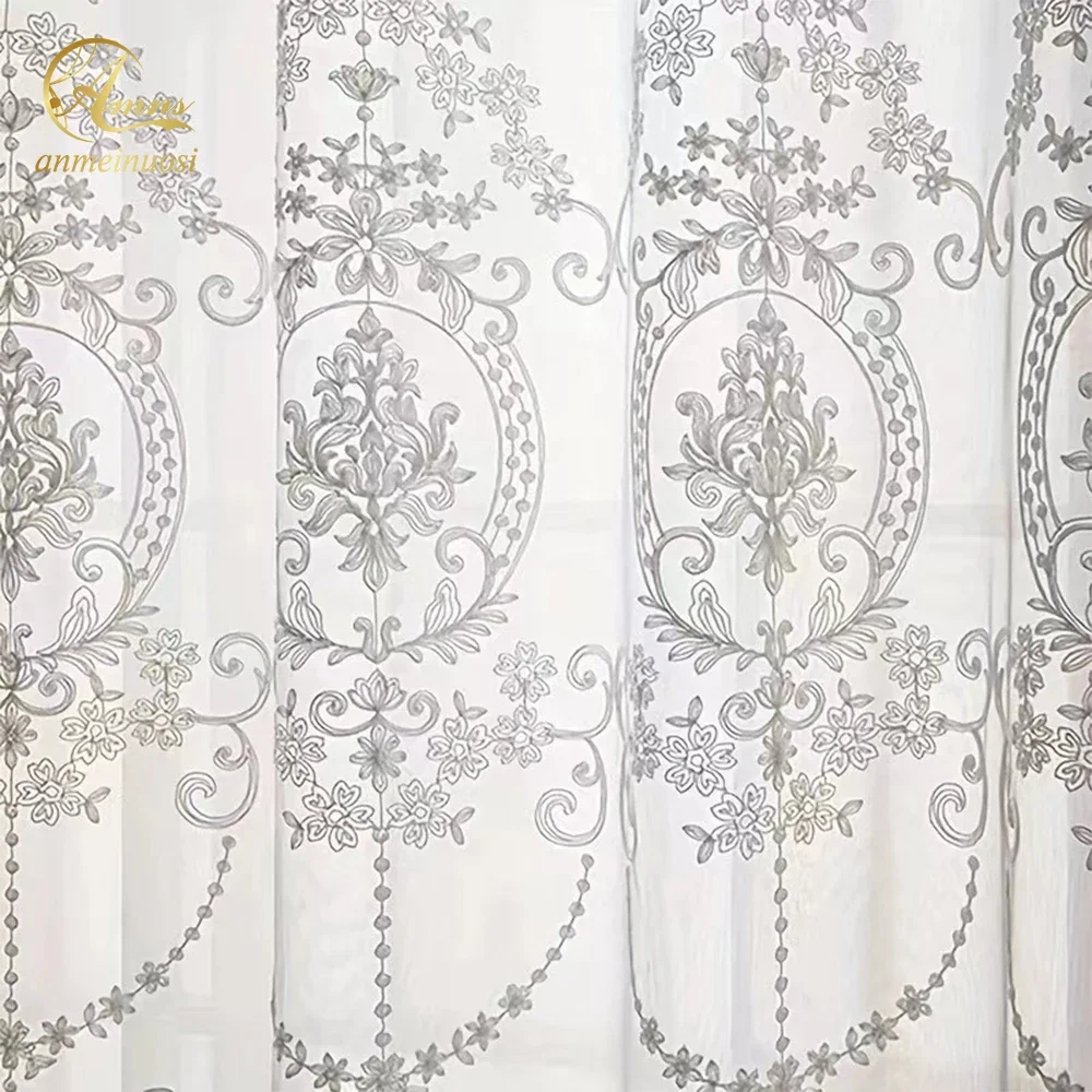 Элегантная оконная занавеска дверная вязаная с благородными цветами