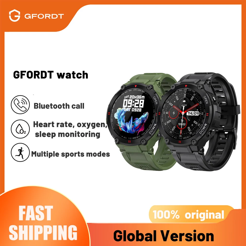 

Смарт-часы GFORDT мужские с поддержкой Bluetooth, пульсометром и тонометром