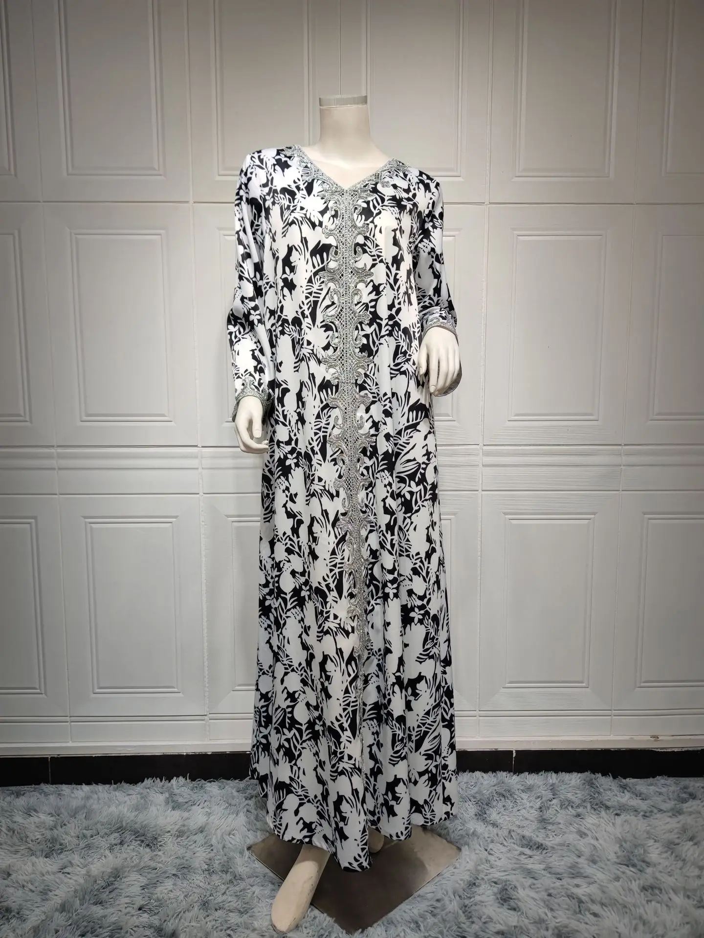 Muslim Abaya Dubai Islam Pakistan Clothes Floral Printed African Dresses for Women Jalabiya Evening Kaftan Robe Femme Musulman