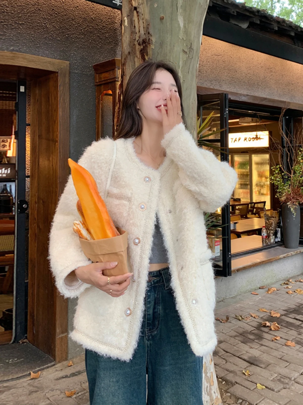 Pink Graceful Lamb Wool Outerwear Women Autumn and Winter 2024 New Small Thickened Short Fur Integrated Coat