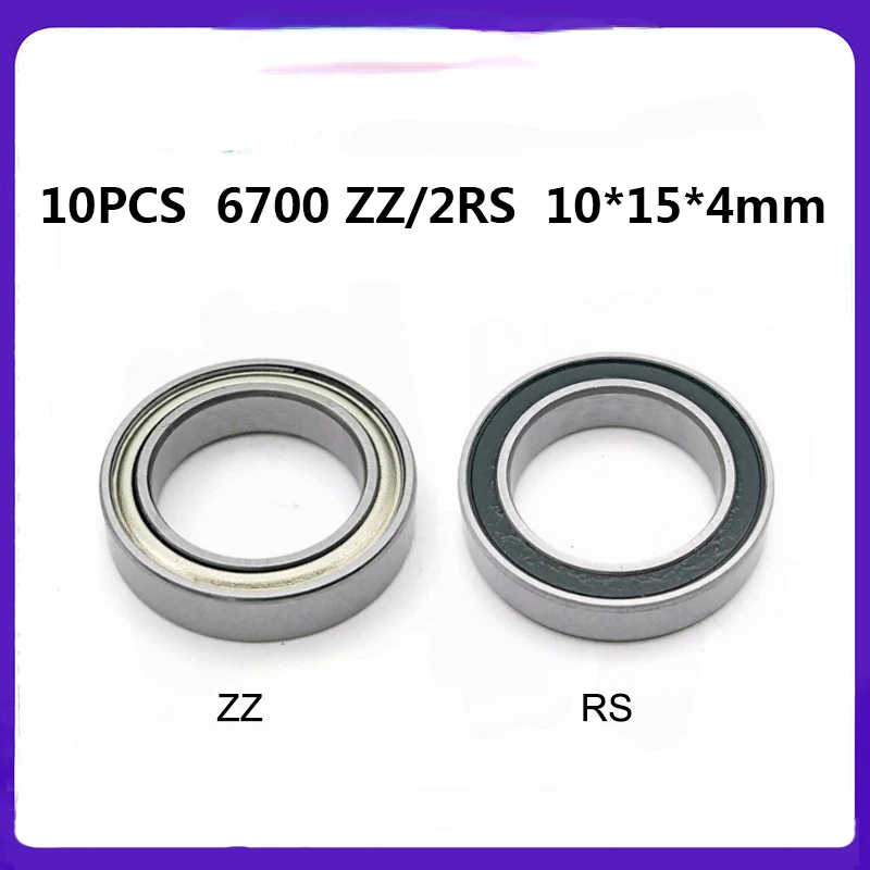 

6700 100PCS ABEC-5 6700-2RS High quality 6700ZZ 6700 2RS RS 10x15X4 mm Miniature Rubber seal Deep Groove Ball Bearing
